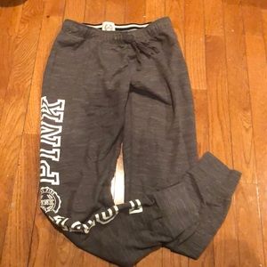VS Pink Sz Sm Gray “Love Pink” sweatpants